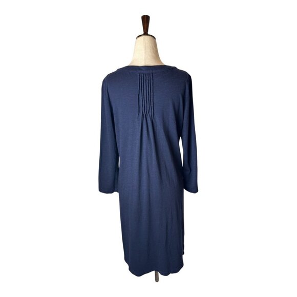 Lilly Pulitzer Dress Women Medium Navy Blue Knit Amberly Pintuck Tee Shirt Mini - Picture 2 of 9